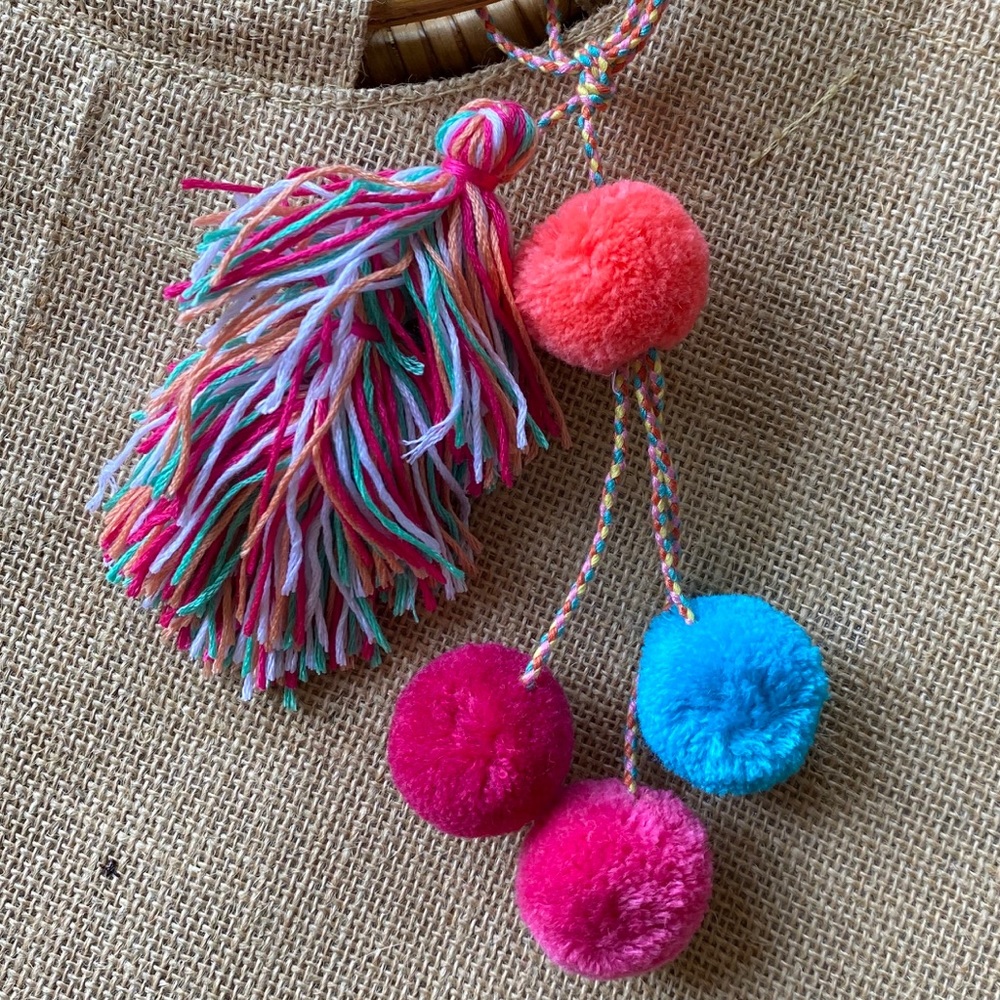 NWOT Bag Tassel with Pom Poms